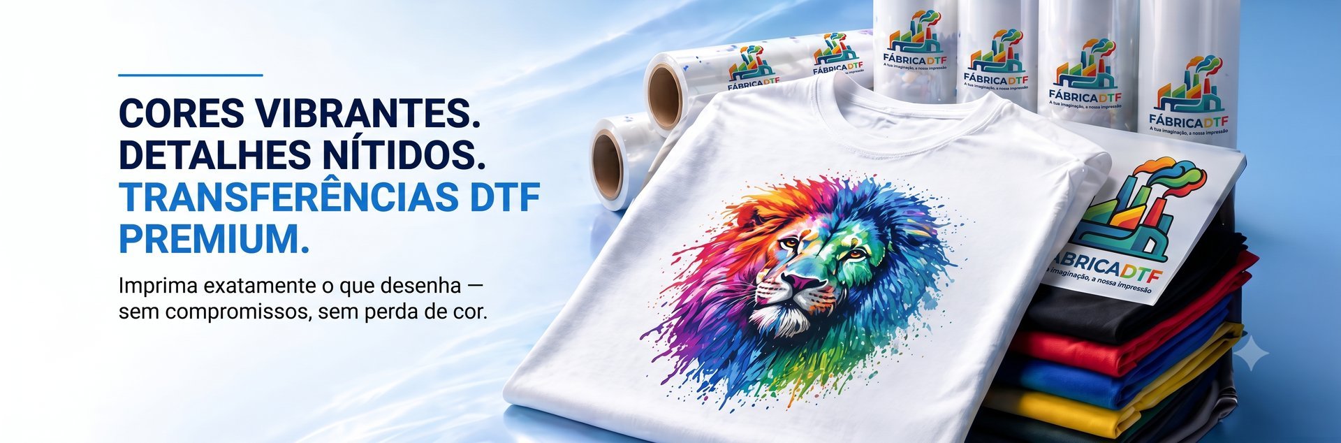 Cores vibrantes, detalhes nítidos — transferências DTF premium